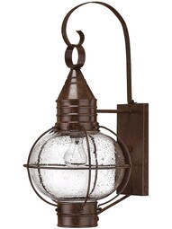 Cape Cod Large Entry Sconce With Clear Seedy Glass in Sienna Bronze.
